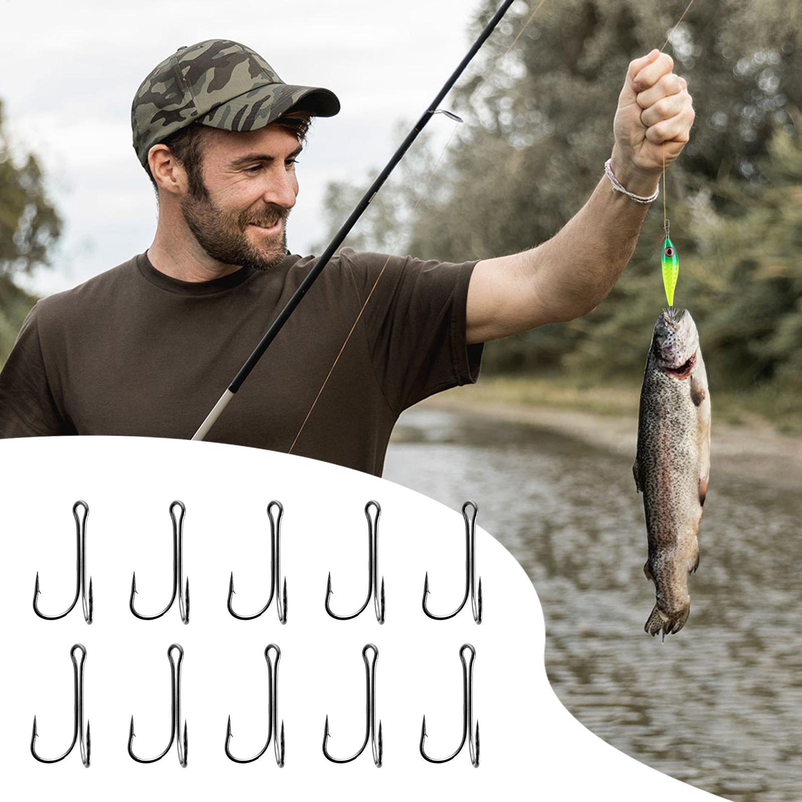 Barbed Fish Hooks 10 Pack High - Fishing Hook Treble review and price